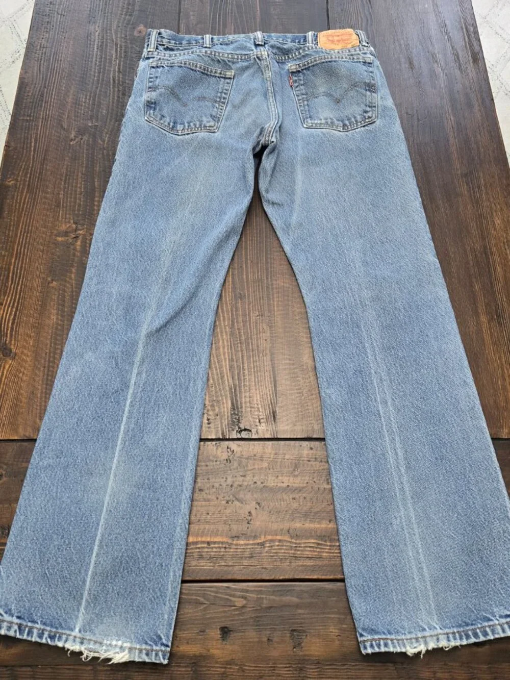Levis 517 Bootcut Jeans Mens 34X33 Blue Denim Light Wash Patched Mexico Y2K